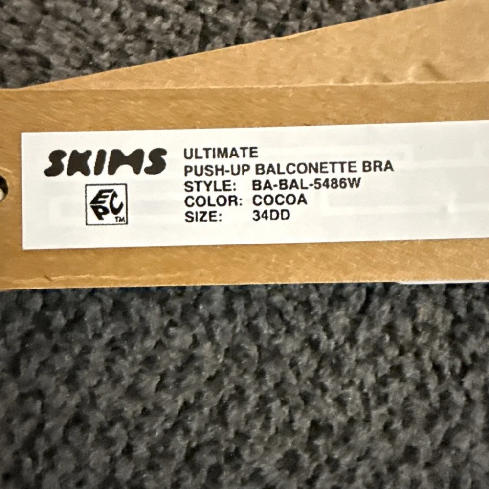Skims Ultimate Push Up Balconette Bra - Cocoa - NWT - 34DD